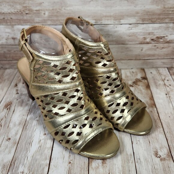 LIZ CLAIBORNE LC Refined Comfort Gloria Womens 9.5 W WIDE Open Toe Heels Sandals - Picture 1 of 10